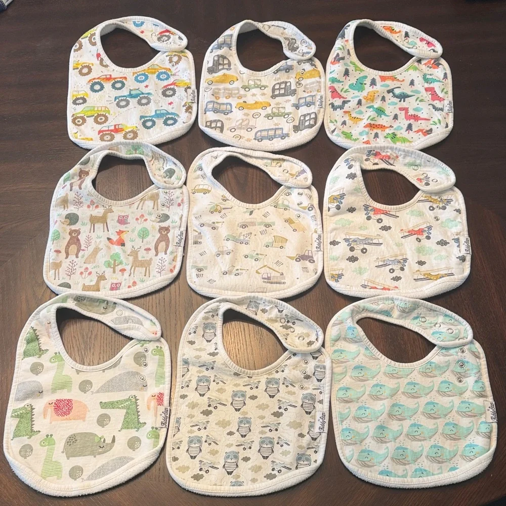 9 Pc Organic Cotton Baby Bib Bundle | KiddyStar | Neutral Set